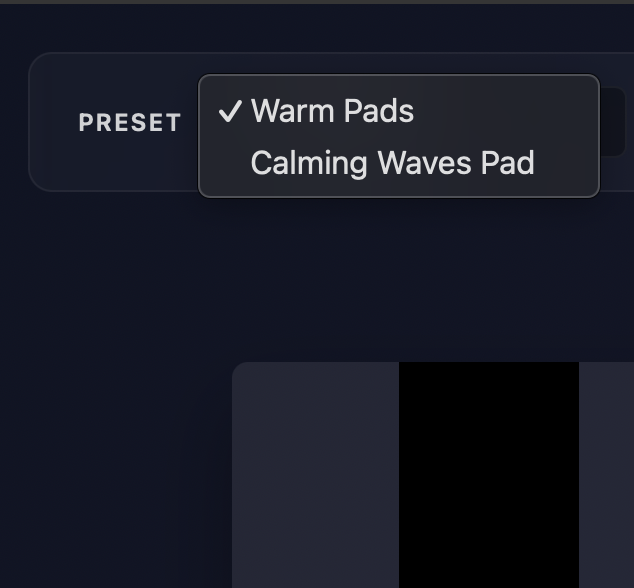PadSphere Preset Dropdown